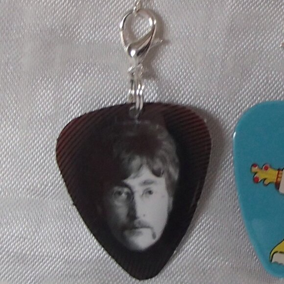 Beatles John Lennon Guitar Pick Zipper-Pull Handmade Earrings Yellow Submarine - Picture 5 of 9